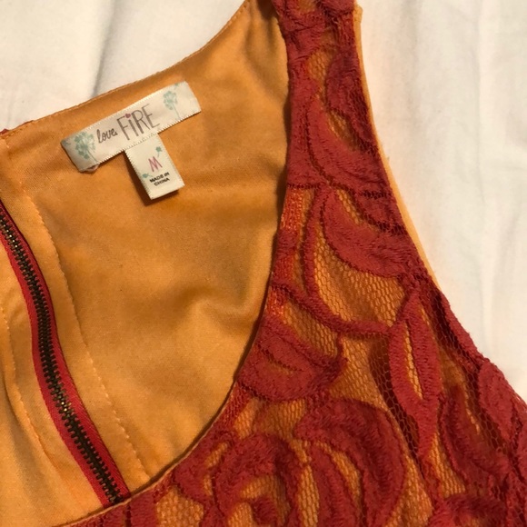 Salmon Lace Fit and Flare Dress - Picture 2 of 4